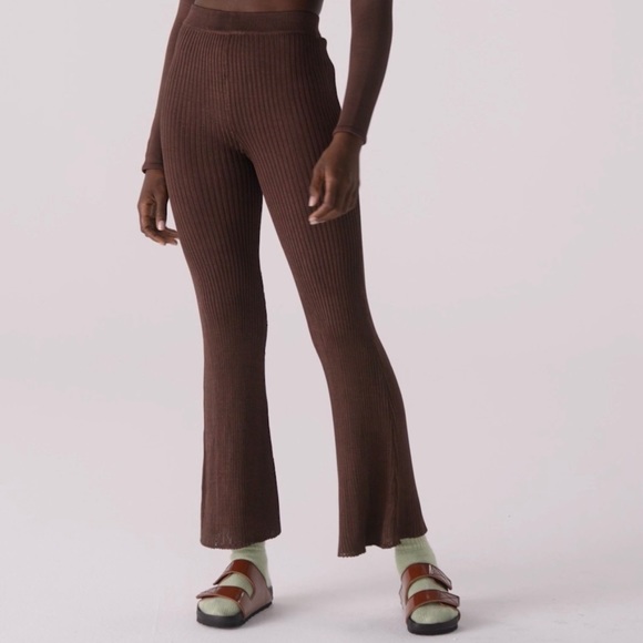 NWT Calle Del Mar Ribbed Pant in Chocolate - Picture 2 of 15